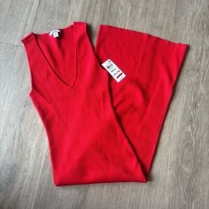 Bar III | Bright Red and Black Ribbed V-Neck Dress | Size XS | Set of 2 | NWT